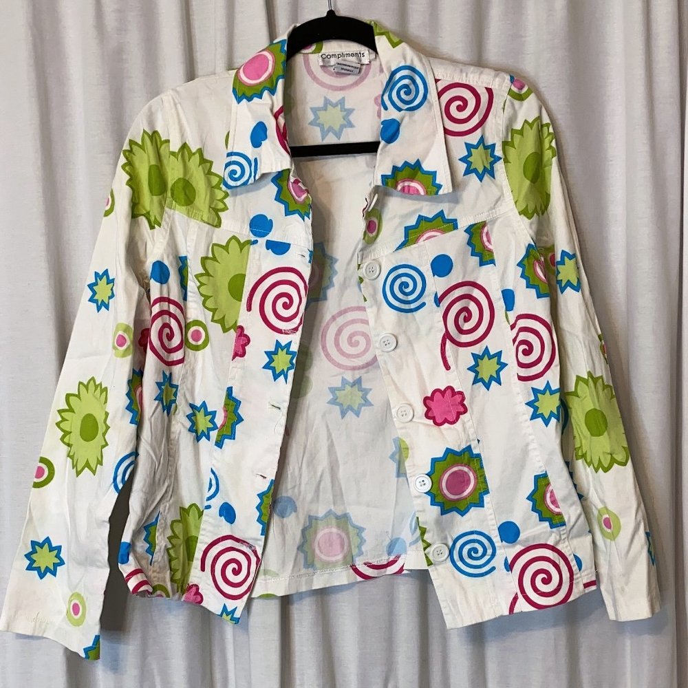 Whimsical White Decora Jacket Blazer - Cute Colorful Kawaii Harajuku Streetwear